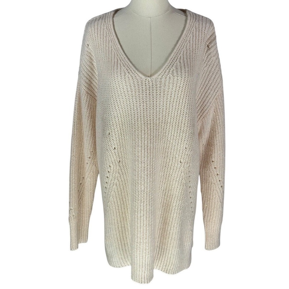 It's Our Time Sweater Pink Crisscross Back V-Neck Chunky Knit XL